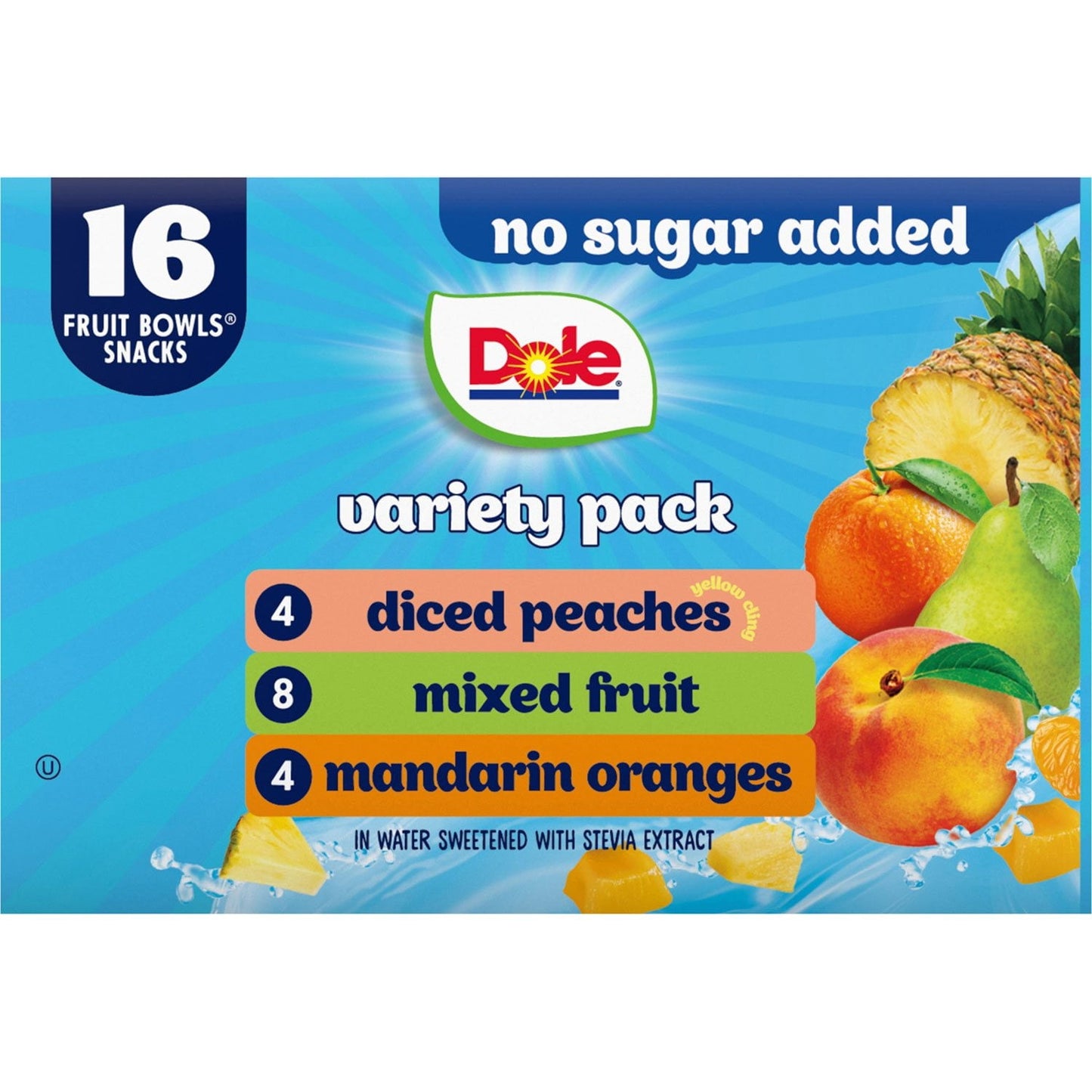 Dole No Sugar Added Mixed Fruit Variety Pack (4 oz × 16 ct)