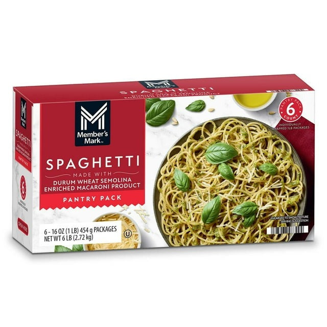 Member’s Mark Spaghetti Pasta Pantry Pack – 1 lb each, 6-Pack Value