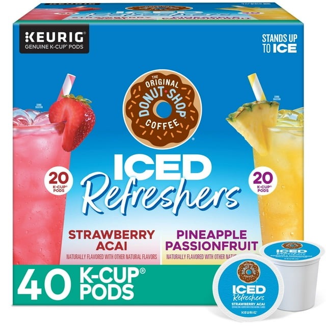 The Original Donut Shop Iced Refreshers Variety Pack – Strawberry Açaí & Pineapple (40-Count)