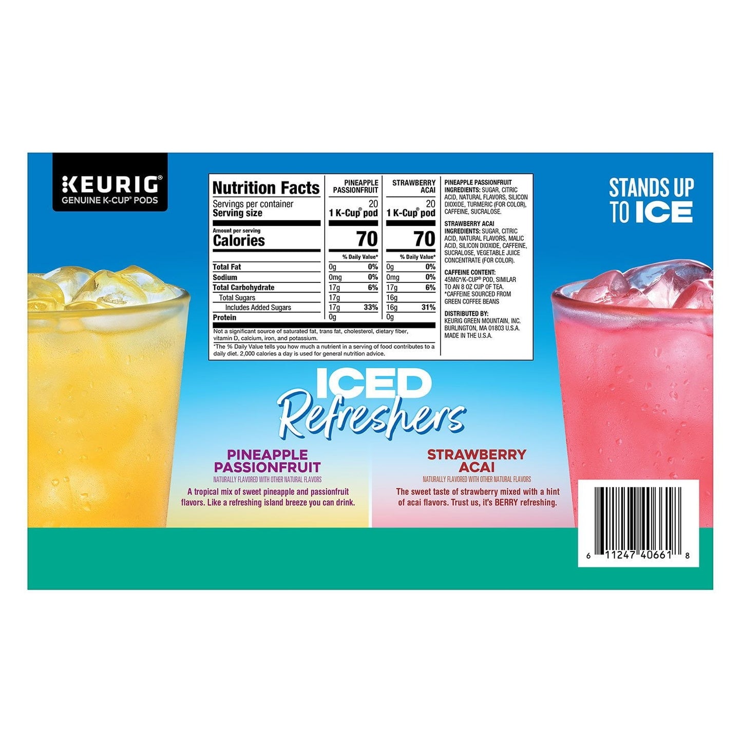 The Original Donut Shop Iced Refreshers Variety Pack – Strawberry Açaí & Pineapple (40-Count)