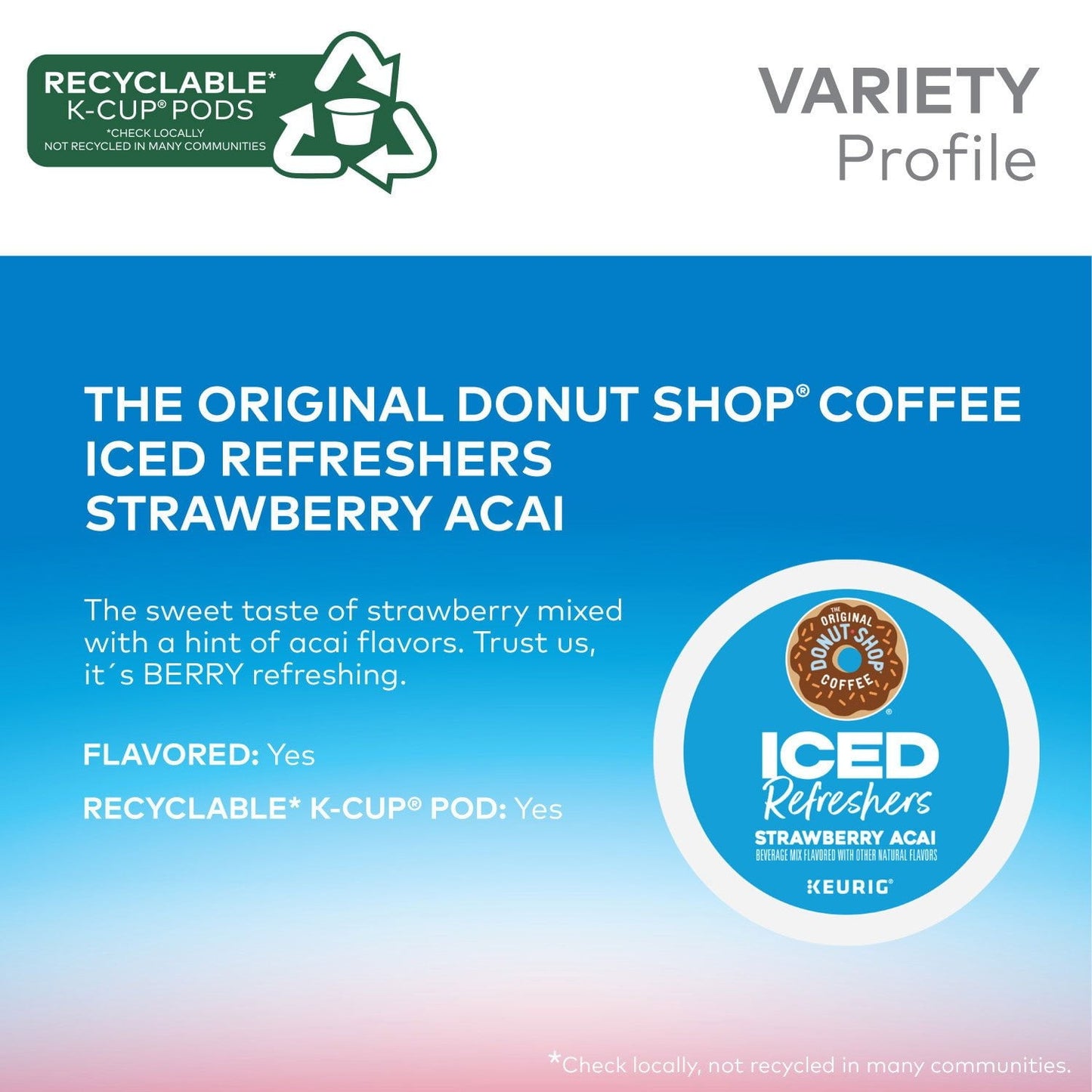 The Original Donut Shop Iced Refreshers Variety Pack – Strawberry Açaí & Pineapple (40-Count)
