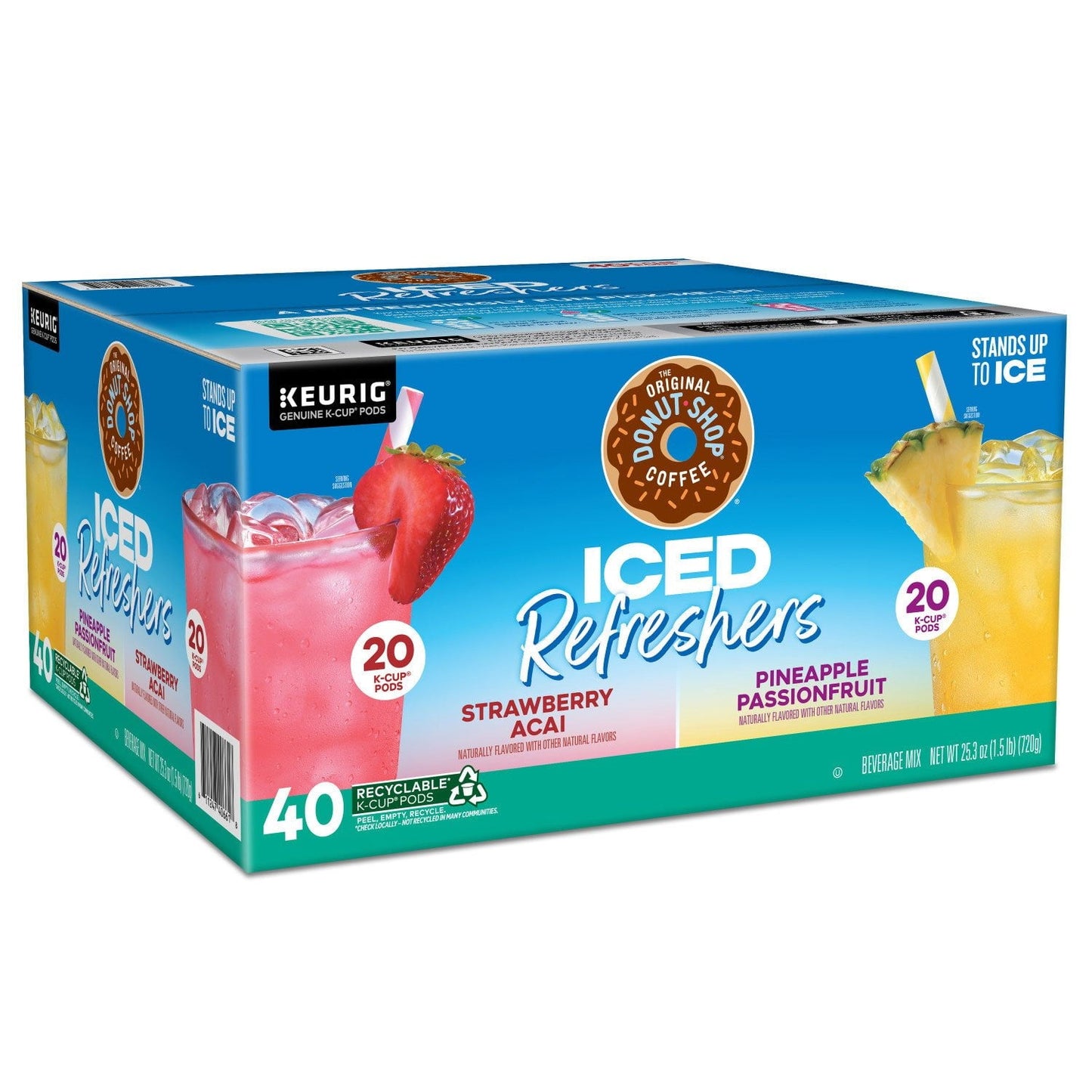 The Original Donut Shop Iced Refreshers Variety Pack – Strawberry Açaí & Pineapple (40-Count)