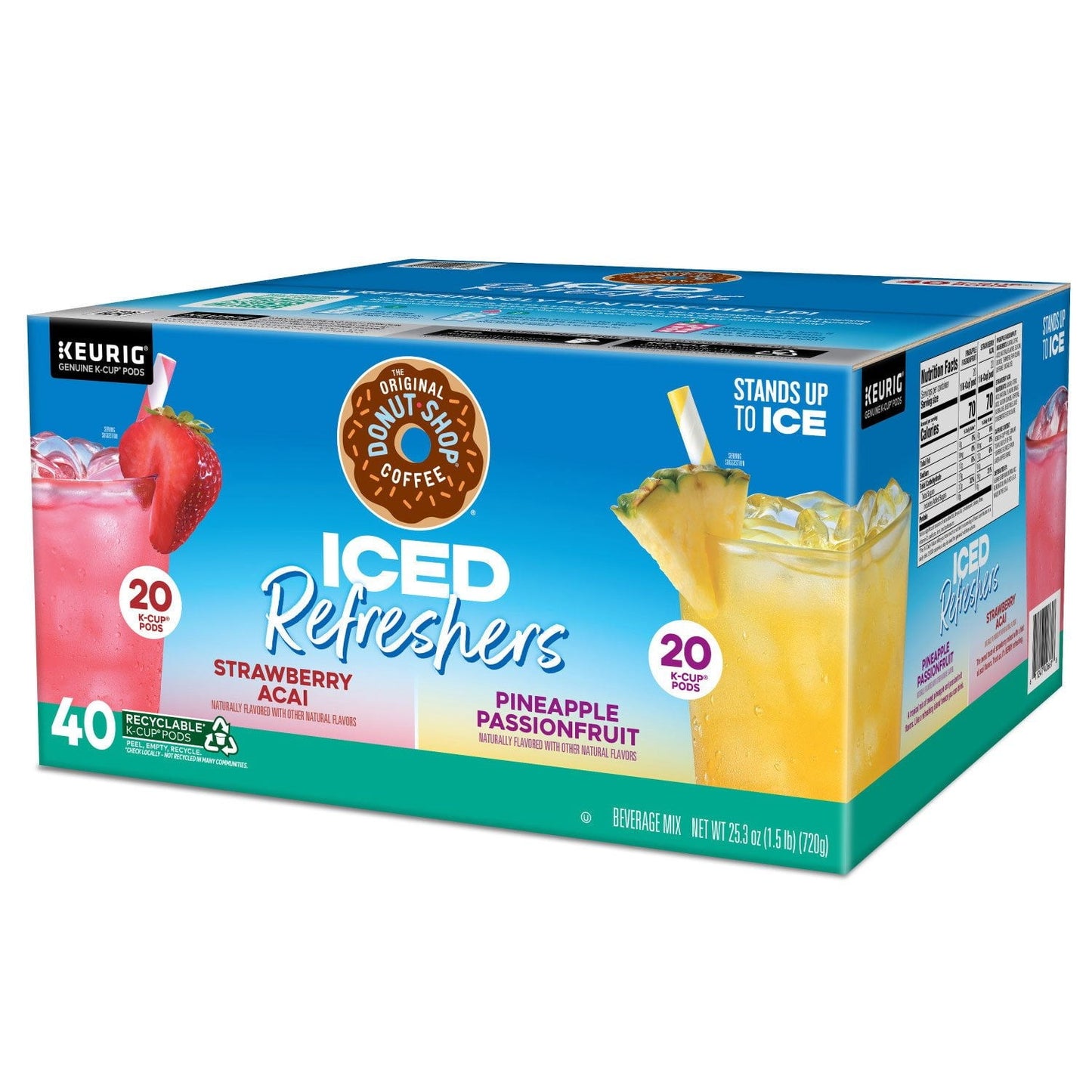 The Original Donut Shop Iced Refreshers Variety Pack – Strawberry Açaí & Pineapple (40-Count)