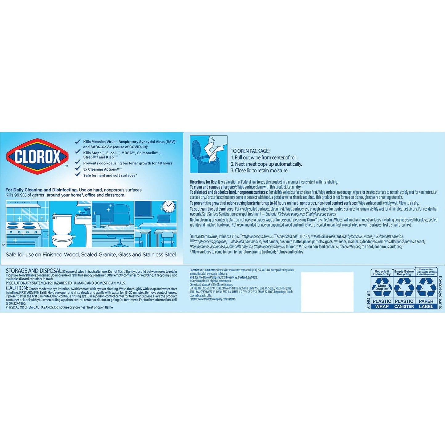 Clorox Disinfecting Cleaning Wipes – Variety Pack, 5 Canisters (425 Wipes Total)
