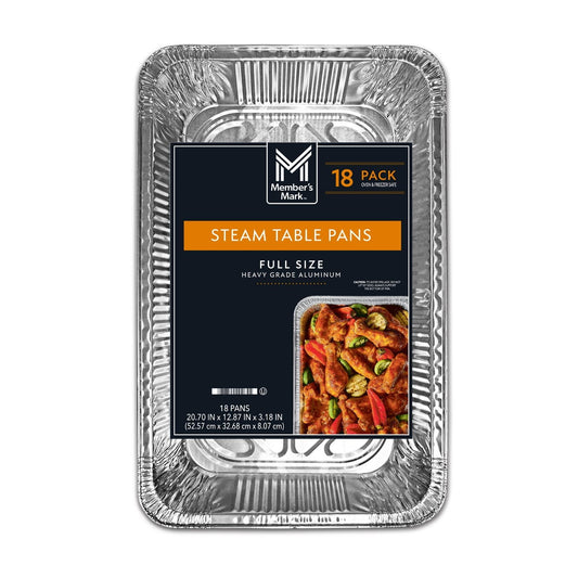 Member’s Mark Full-Size Aluminum Steam Table Pans – 18-Count