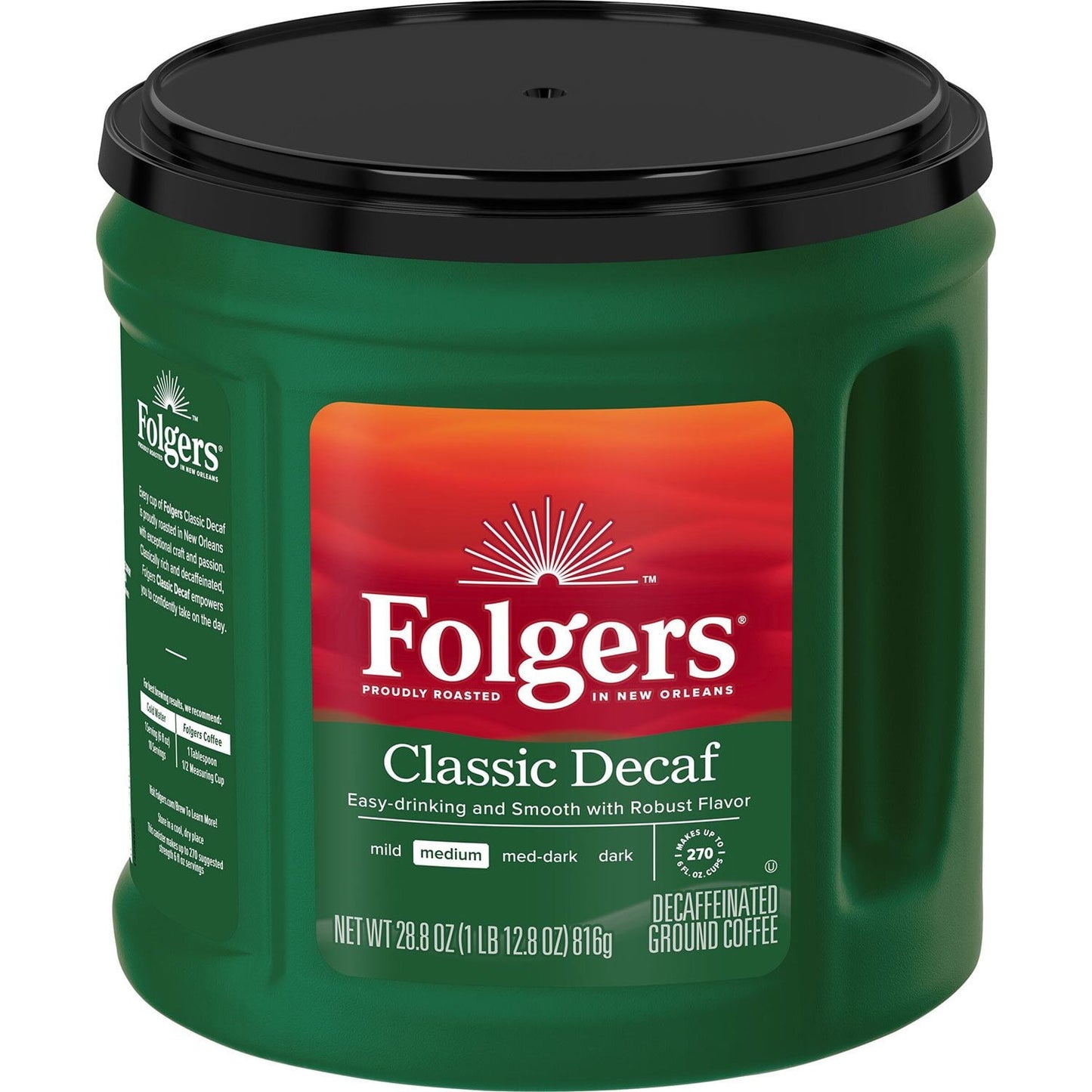 Folgers Decaffeinated Classic Roast Ground Coffee – 28.8 oz