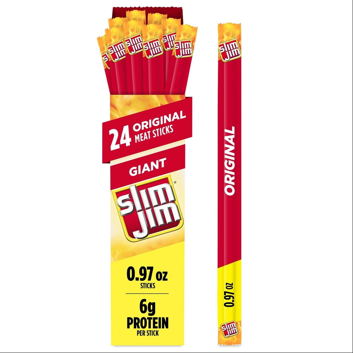 Slim Jim Giant Smoked Snack Sticks – Original Flavor, 24-Count Value Pack
