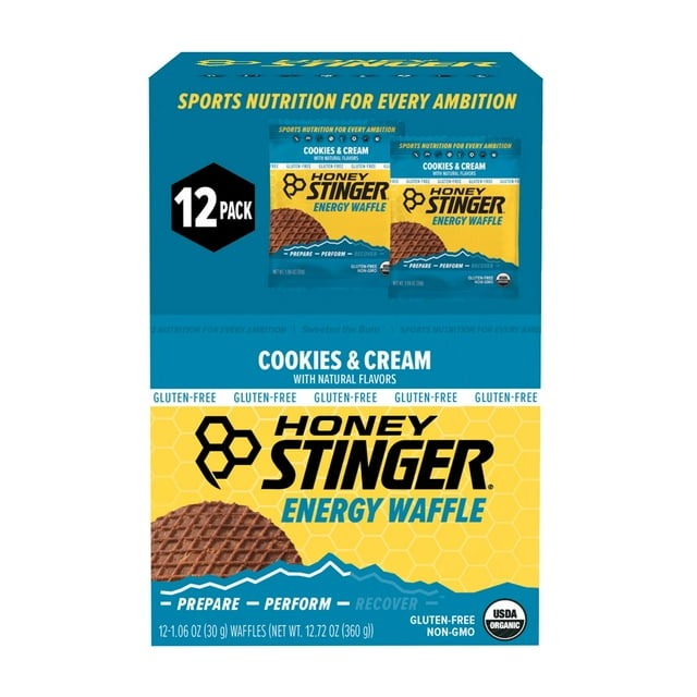 Honey Stinger Organic Gluten-Free Cookies & Cream Waffles – 12 Count