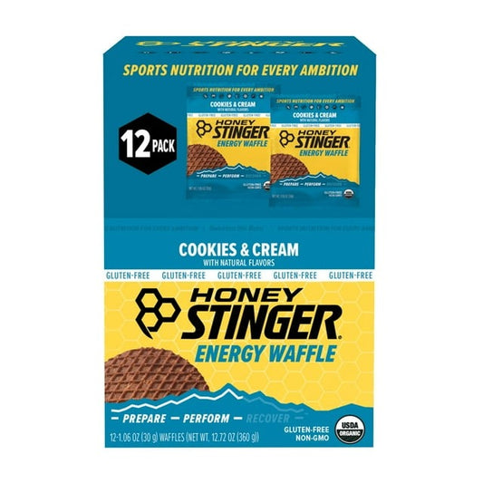 Honey Stinger Organic Gluten-Free Cookies & Cream Waffles – 12 Count