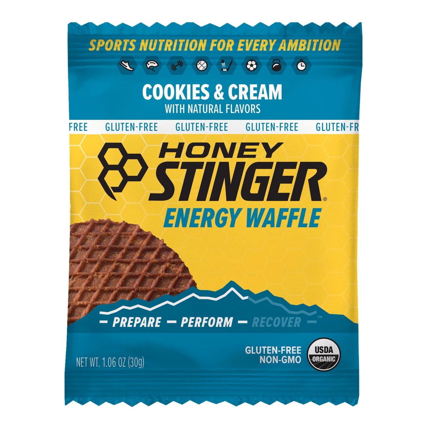 Honey Stinger Organic Gluten-Free Cookies & Cream Waffles – 12 Count