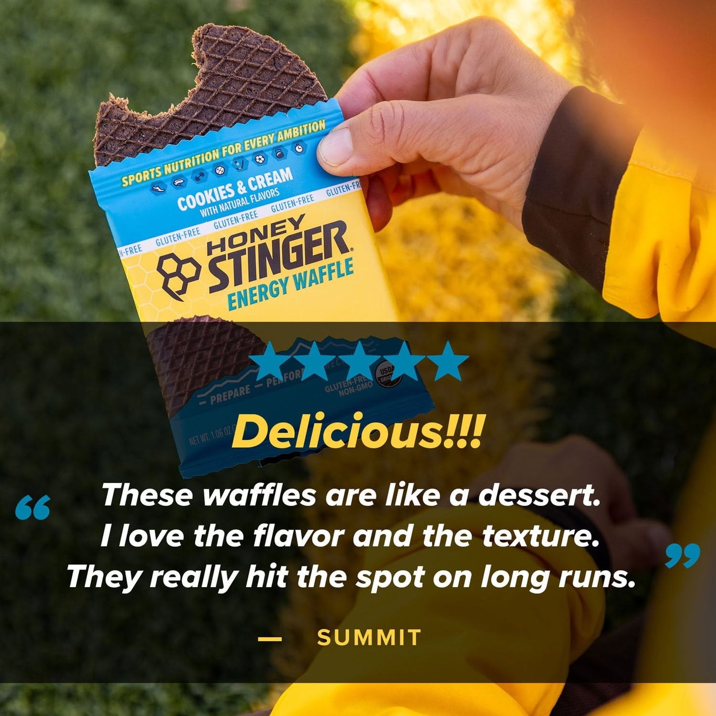 Honey Stinger Organic Gluten-Free Cookies & Cream Waffles – 12 Count