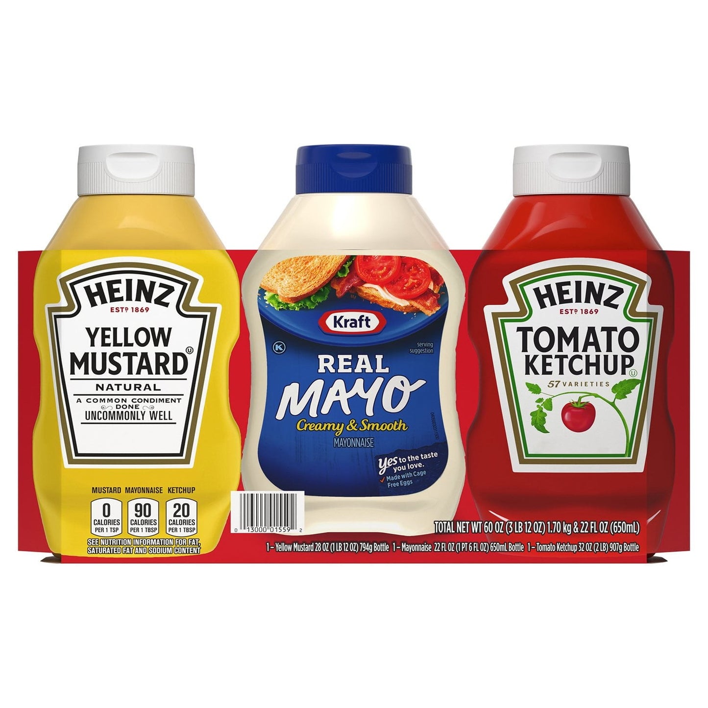 Heinz Classic Condiments Pack – Ketchup, Mustard & Relish (3-Count)