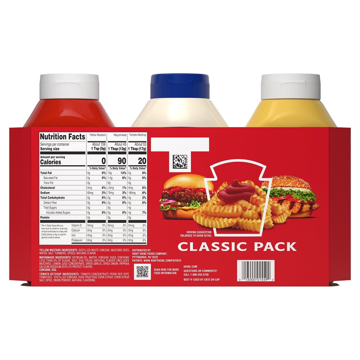 Heinz Classic Condiments Pack – Ketchup, Mustard & Relish (3-Count)