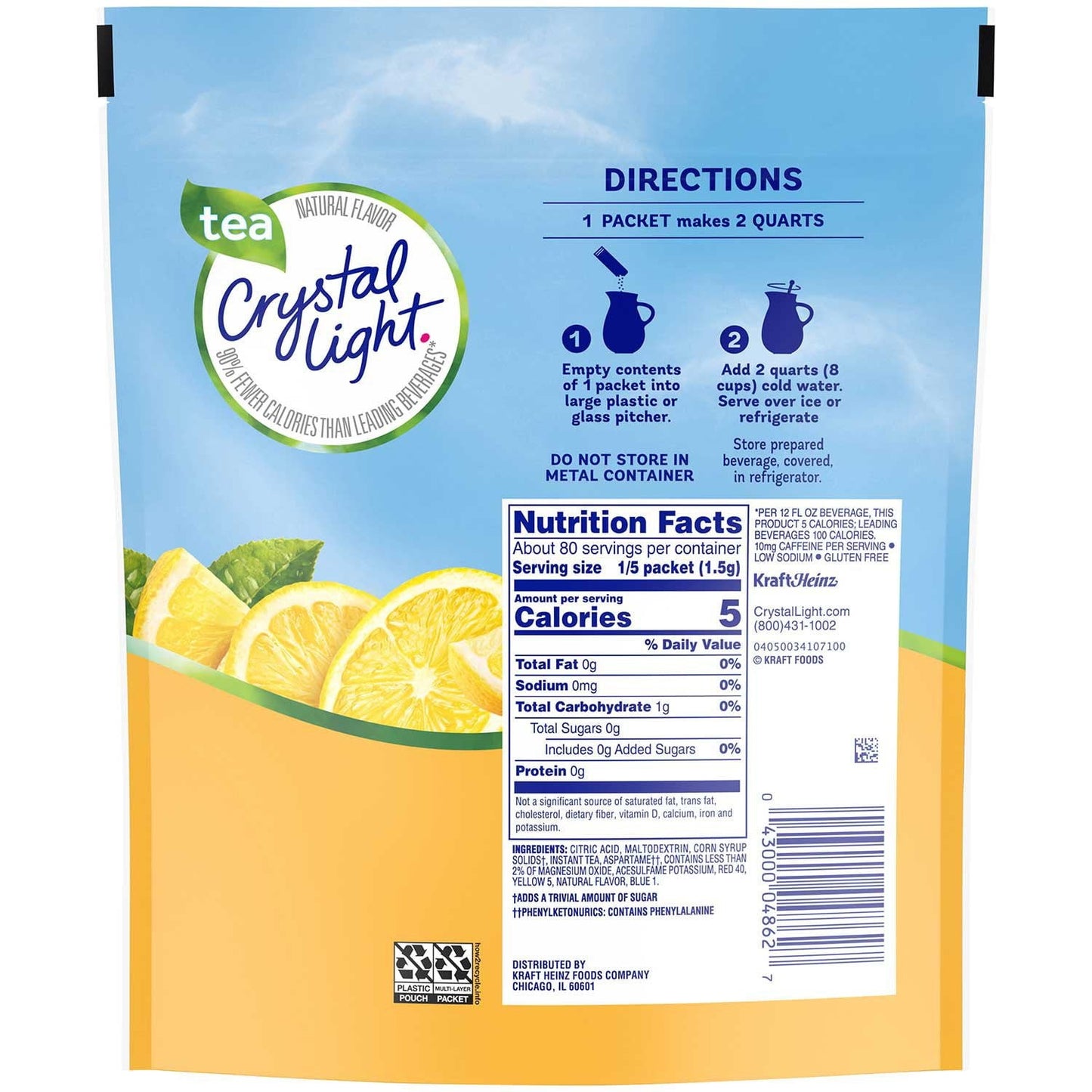 Crystal Light Lemon Iced Tea Drink Mix – 3.8 oz Powder Pack