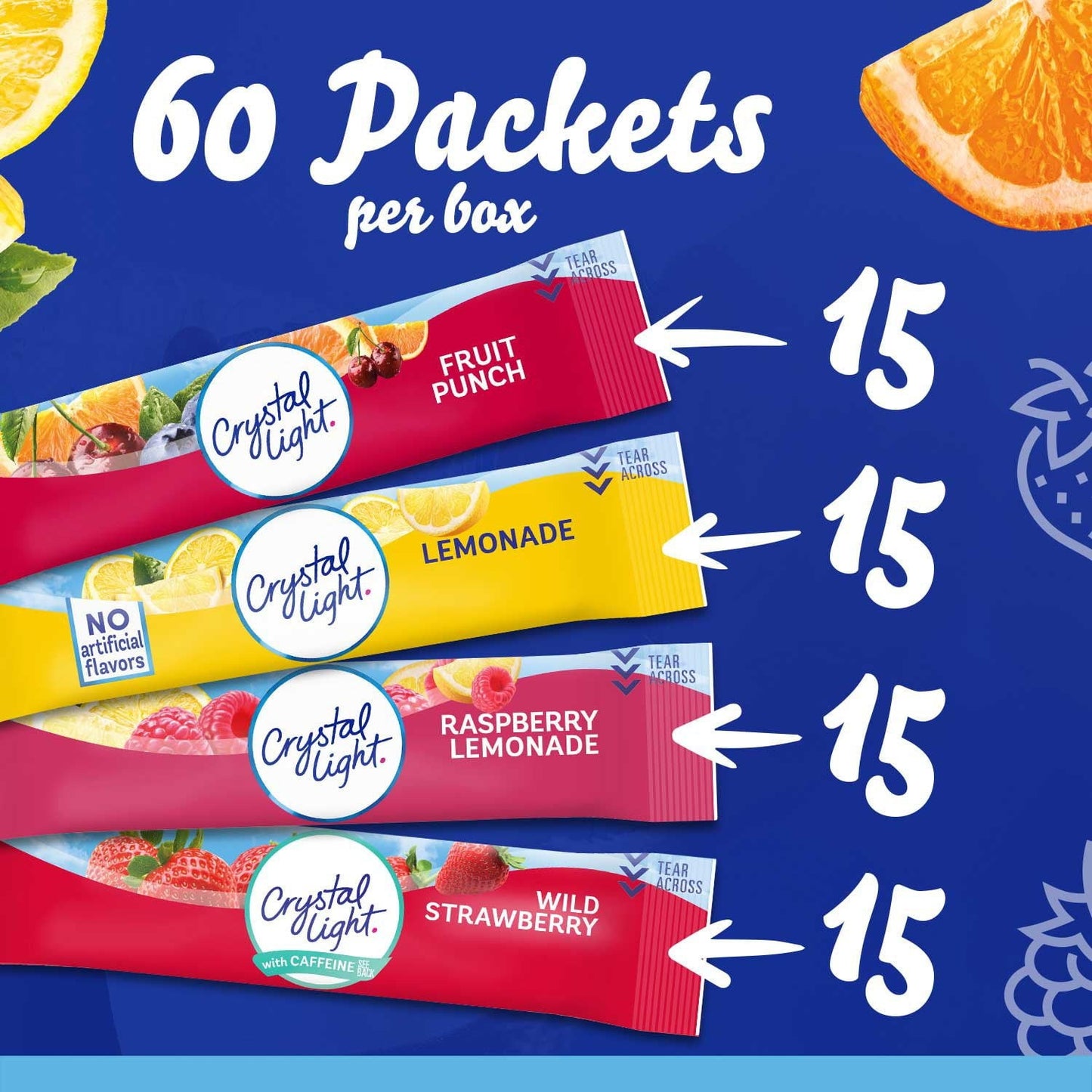 Crystal Light Variety Pack Drink Mix – 60 Pack On-the-Go Powder Mix