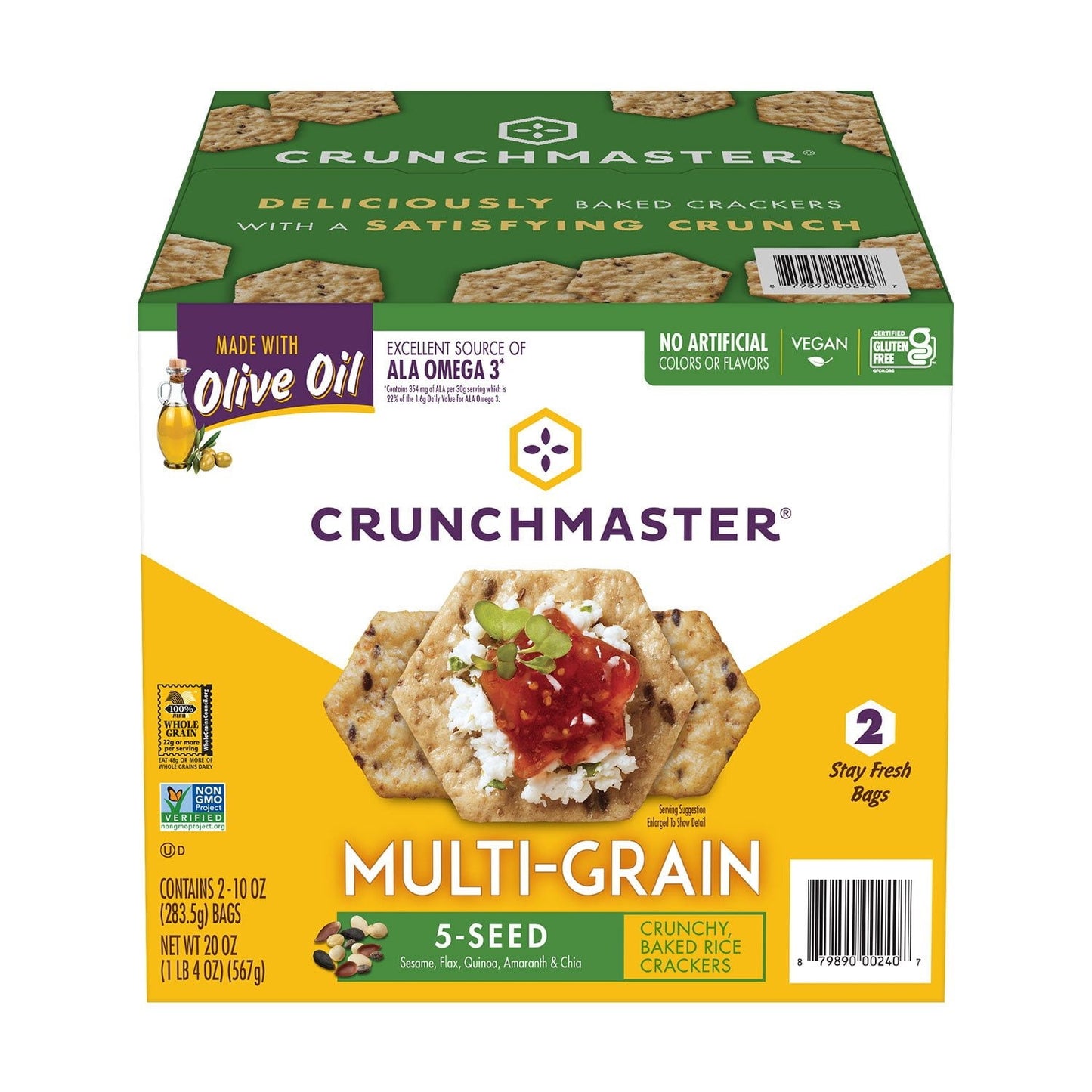 Crunchmaster 5-Seed Multi-Grain Crackers – 10 oz Bags, 2-Pack