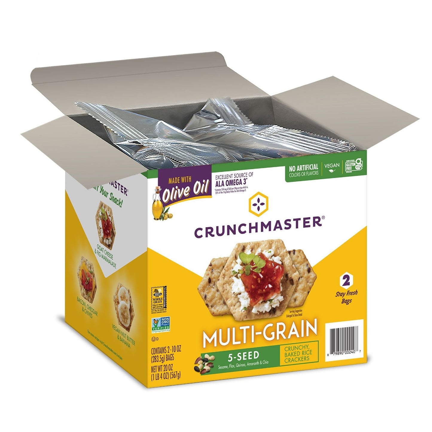 Crunchmaster 5-Seed Multi-Grain Crackers – 10 oz Bags, 2-Pack