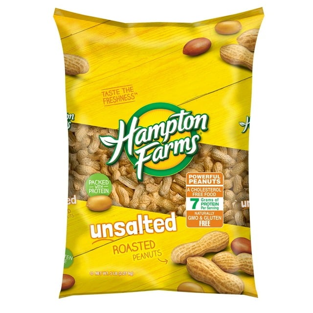Hampton Farms Unsalted In-Shell Peanuts – Roasted, 5 lb Bag