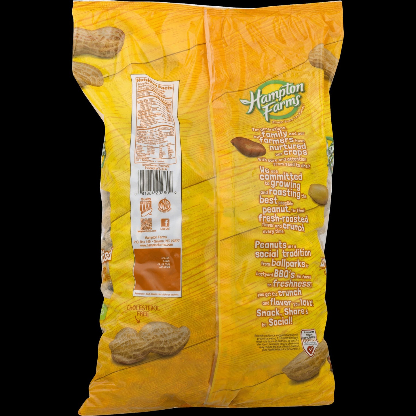 Hampton Farms Unsalted In-Shell Peanuts – Roasted, 5 lb Bag