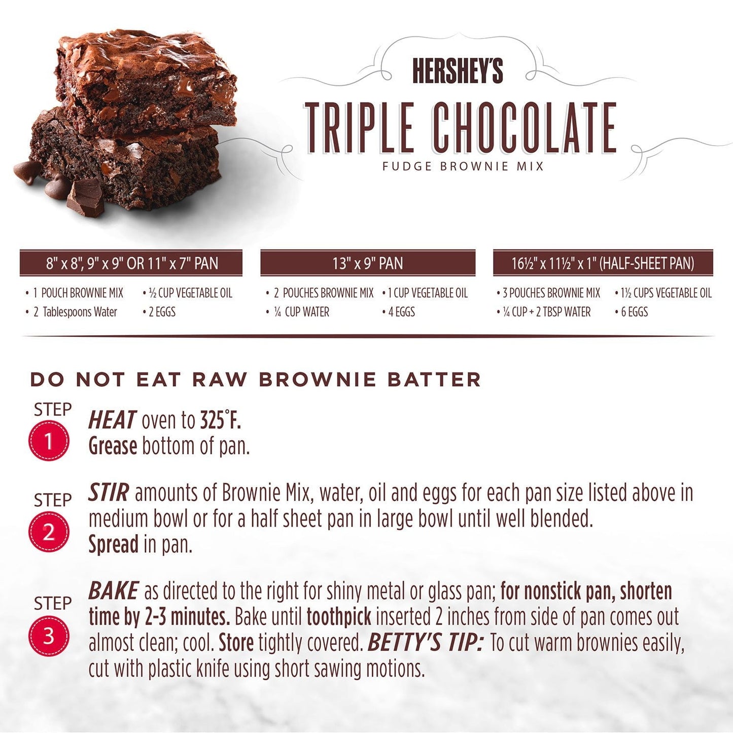 Betty Crocker HERSHEY'S Triple Chocolate Fudge Brownie Mix, 20 oz., 4 pk.