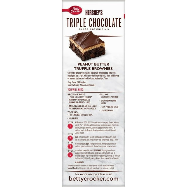 Betty Crocker HERSHEY'S Triple Chocolate Fudge Brownie Mix, 20 oz., 4 pk.