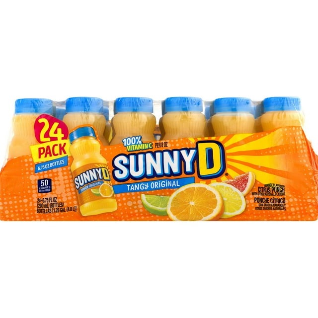 Sunny D Tangy Original Orange Citrus Punch – 24 × 6.75 oz Bottles