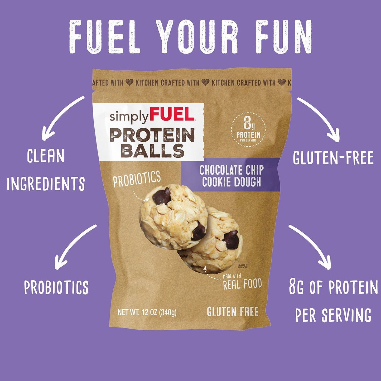 simplyFUEL Chocolate Chip Cookie Dough Protein Balls, 12 oz.
