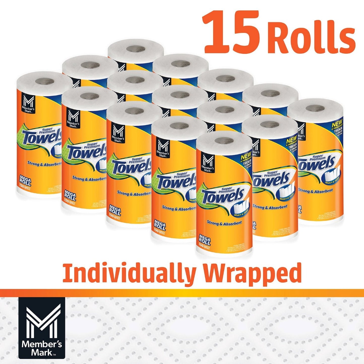 Member's Mark Select & Tear 2-Ply Paper Towel 15 rolls, 150 sheets/roll