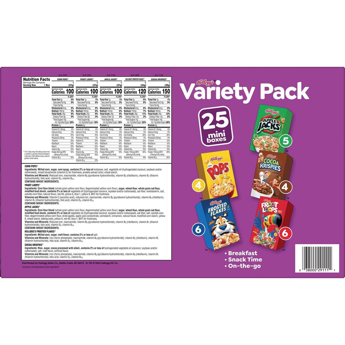 Assorted Cereal Variety Pack – 25-Pack Single-Serve Breakfast Boxes