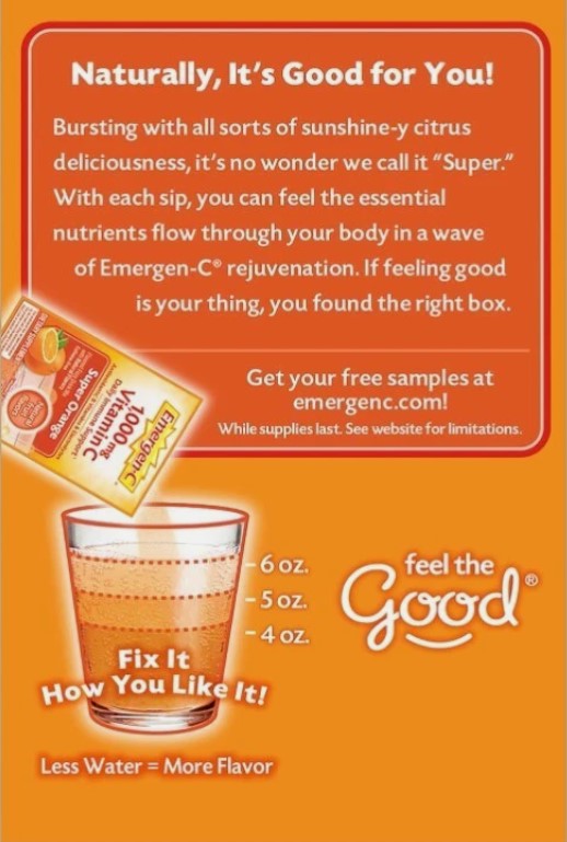 Emergen-C 1000mg Vitamin C Powder for Daily Immune Support Caffeine Free Vitamin Super Orange Flavour 30 count