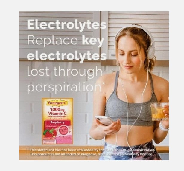 Emergen-C 1000mg Vitamin C Raspberry Flavor Powder - 30 Count