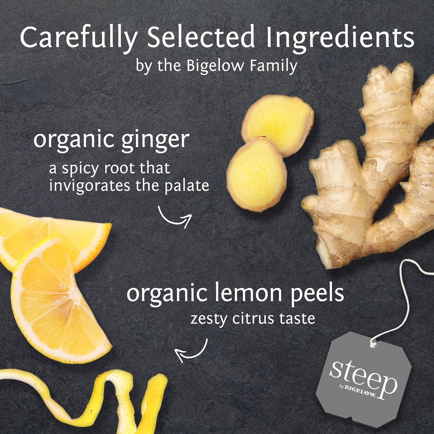 Steep by Bigelow Lemon Ginger Herbal Tea 60 ct.