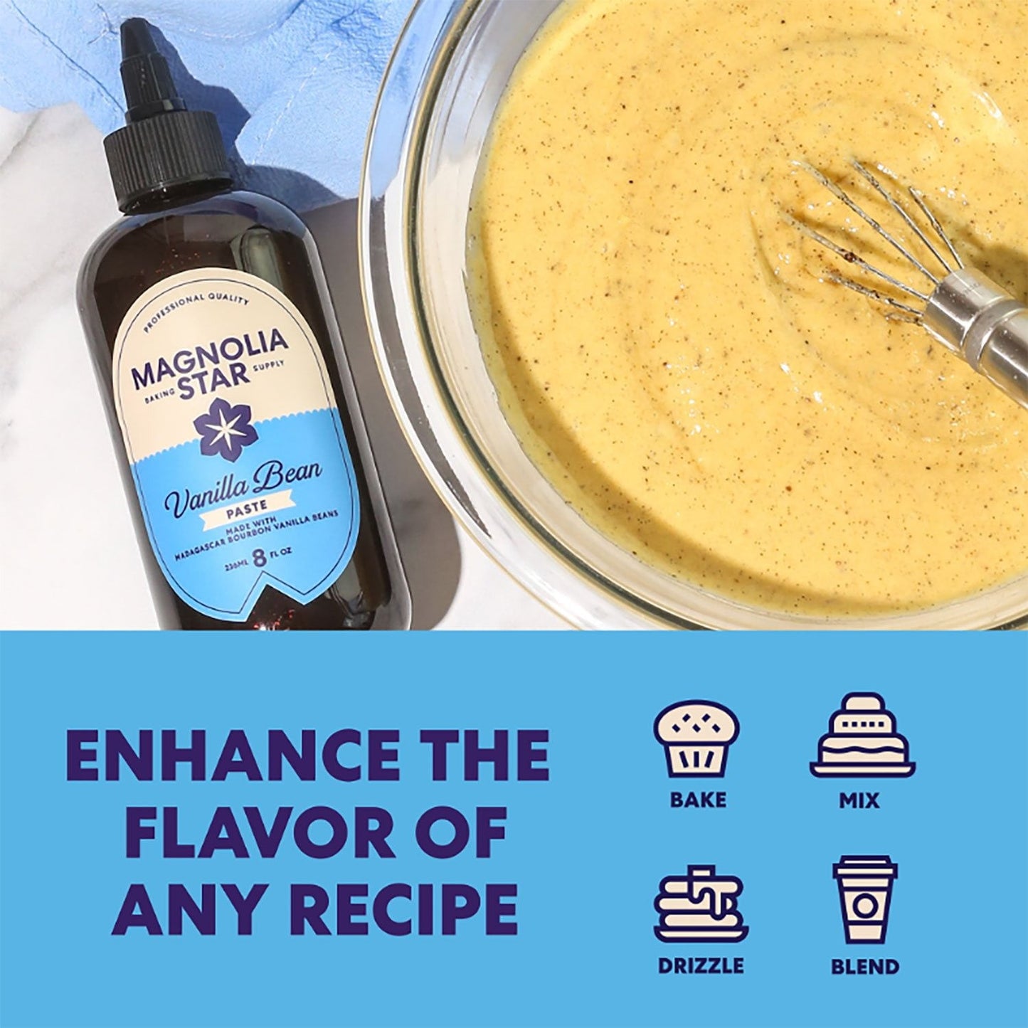 Magnolia Star Vanilla Bean Paste – 8 fl oz Squeeze Bottle