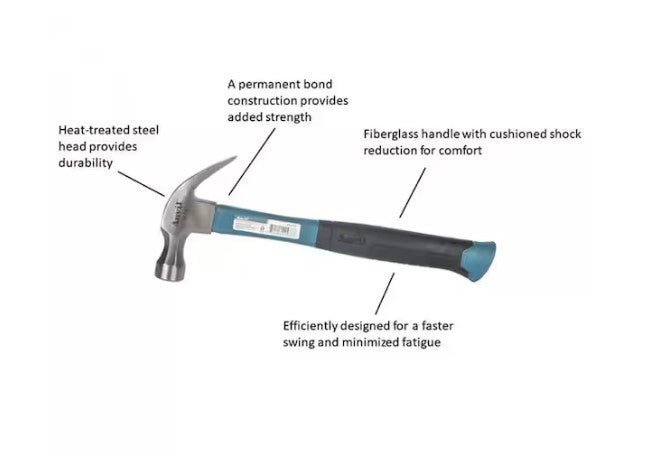 Fireberglass Claw Hammer 16 oz.