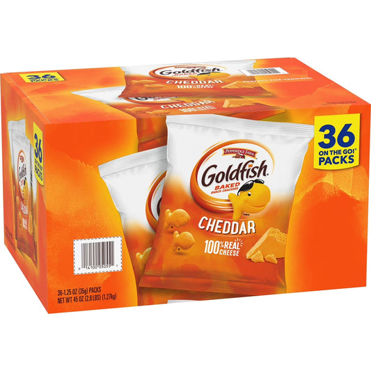 Pepperidge Farm Goldfish Cheddar Crackers – 36 × 1.25 oz Snack Packs
