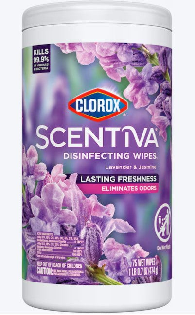 Disinfecting Cleaning Wipes – Lavender & Jasmine Scent, Bleach-Free, 75 Count