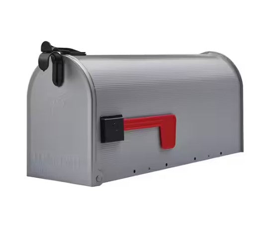 Grayson Gray, Medium, Steel, Post Mount Mailbox