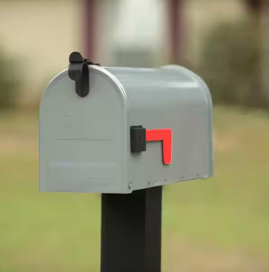 Grayson Gray, Medium, Steel, Post Mount Mailbox