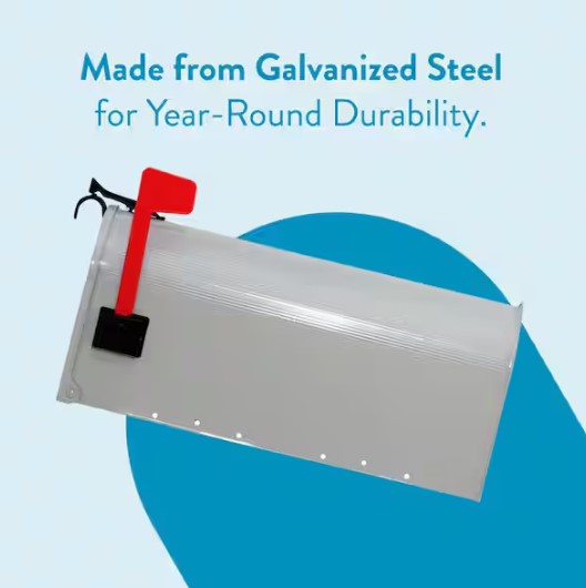 Grayson Gray, Medium, Steel, Post Mount Mailbox