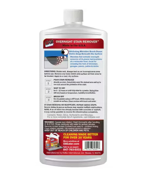 Overnight Stain Remover for Cleaning Oil Stains on Concrete, Driveway, 32 Oz