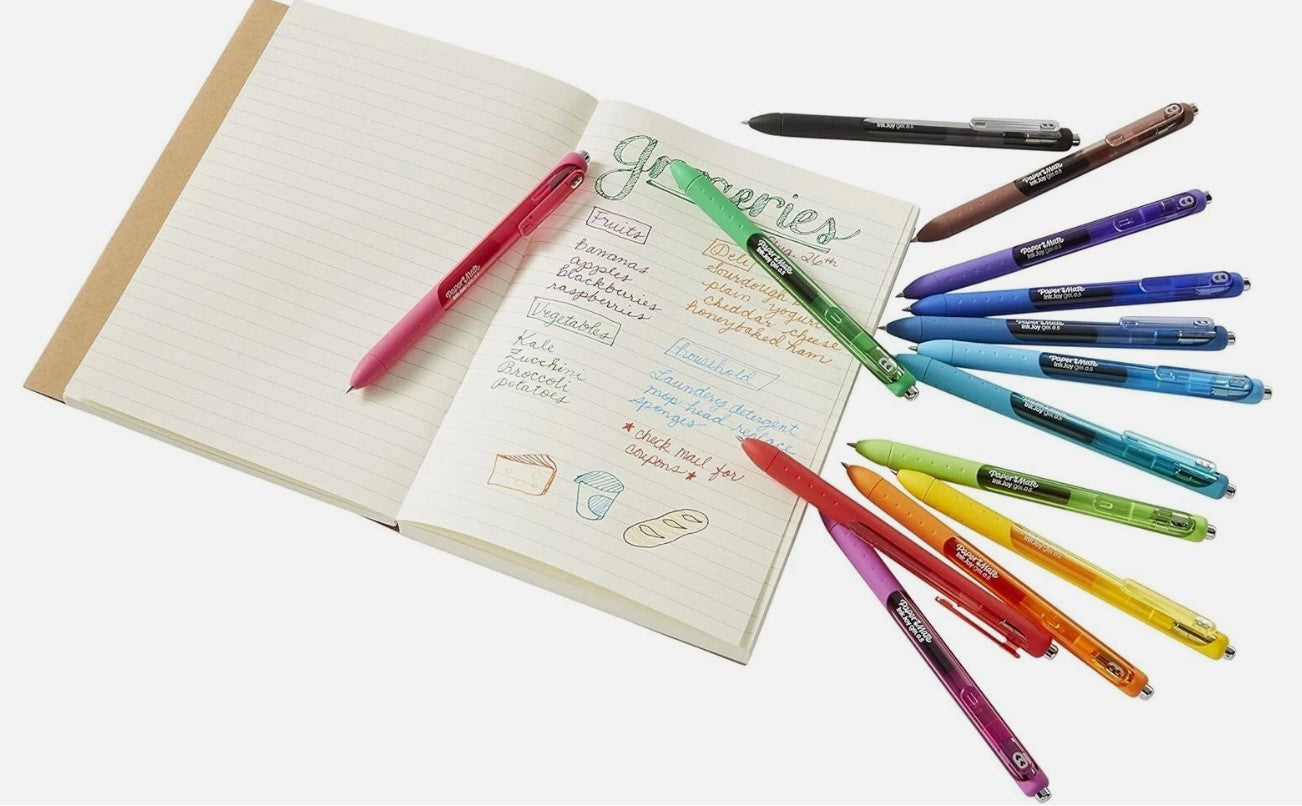 Paper Mate Gel Pen Fine Point Black Ink Pens 0.5mm Fine Tip Ergonomic Com 12 Pens