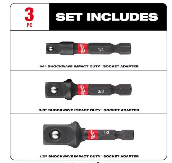 Shockwave Impact Duty 1/4 In. Hex Shank Socket Adapter Set (3-Piece)