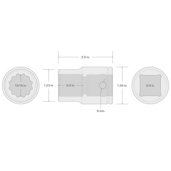TEKTON 3/4‑in Drive x 13/16‑in 12‑Point Socket (SHD32221)