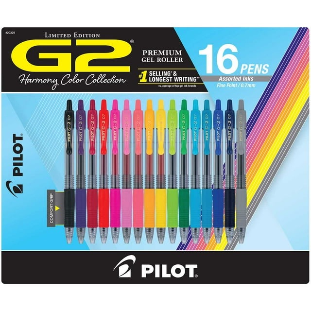 Pilot G2 Premium Gel Roller Assorted Ink 16pk Fine Point