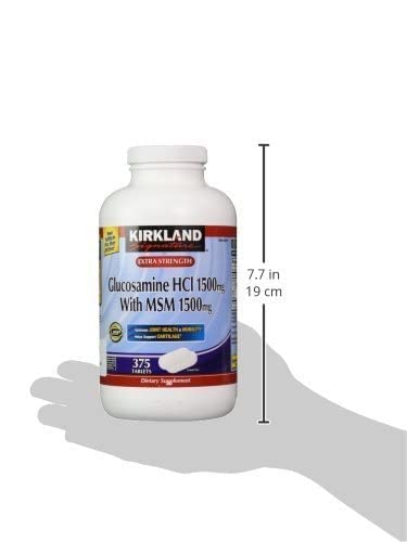 Kirkland Signature Extra Strength Glucosamine HCI 1500mg, With MSM 1500 mg, 375-Count Tablets (Multi Pack of 2)