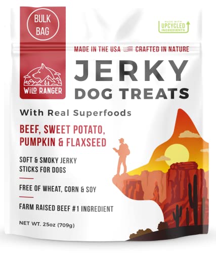 Wild Ranger Jerky Dog Treats - Premium All Natural Soft Jerky Chew Sticks for Dogs - Healthy, Natural, Grain Free Dog Treats Made in The USA