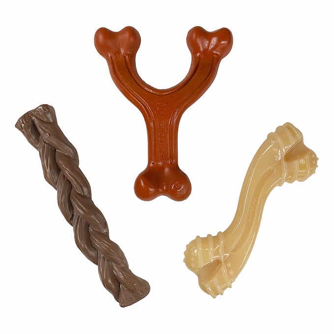 Nylabone Power Chew Variety Pack Dog Chew Toys Dental, Easy Hold, Bully Braid USA Made