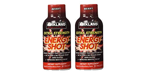 Kirkland Signature Extra Strength Energy Shot, Dietary Supplement: 96 Bottles Variety Pack of 2 Fl Oz