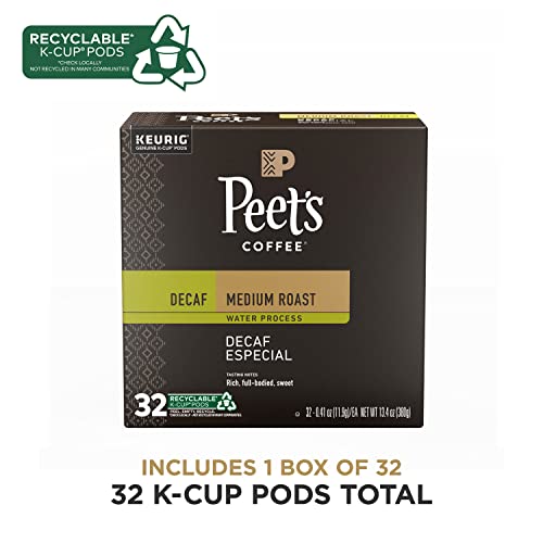 Peet's Coffee, Medium Roast Decaffeinated Coffee K-Cup Pods for Keurig Brewers - Decaf Especial 60 Count (6 Boxes of 10 K-Cup Pods) Packaging May Vary