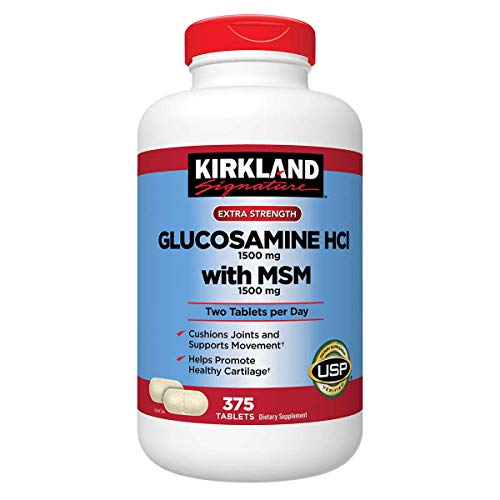 Kirkland KJUJY, Extra Strength Glucosamine HCI with MSM 375 Count (Pack of 4)